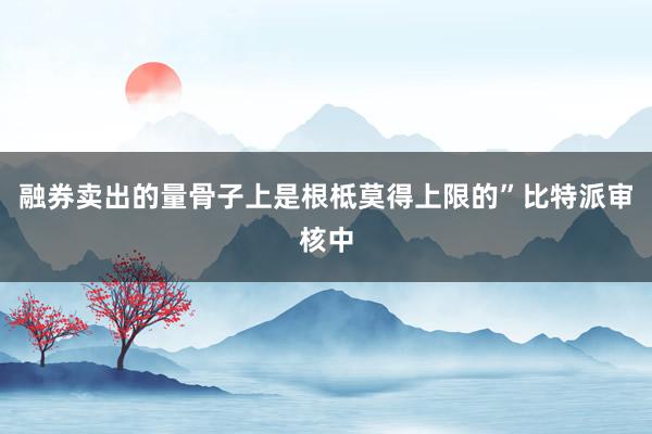 融券卖出的量骨子上是根柢莫得上限的”比特派审核中