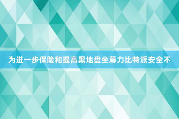 为进一步保险和提高黑地盘坐蓐力比特派安全不