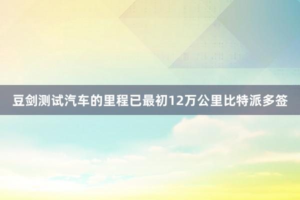 豆剑测试汽车的里程已最初12万公里比特派多签