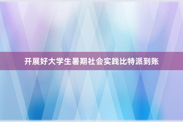 开展好大学生暑期社会实践比特派到账