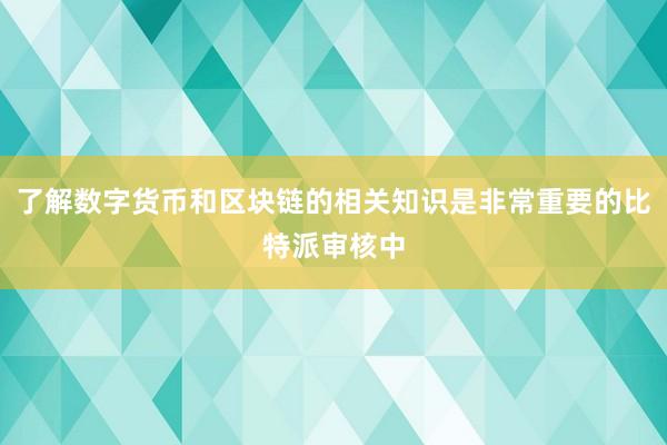 了解数字货币和区块链的相关知识是非常重要的比特派审核中