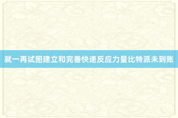 就一再试图建立和完善快速反应力量比特派未到账