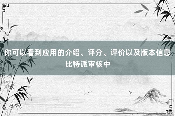 你可以看到应用的介绍、评分、评价以及版本信息比特派审核中