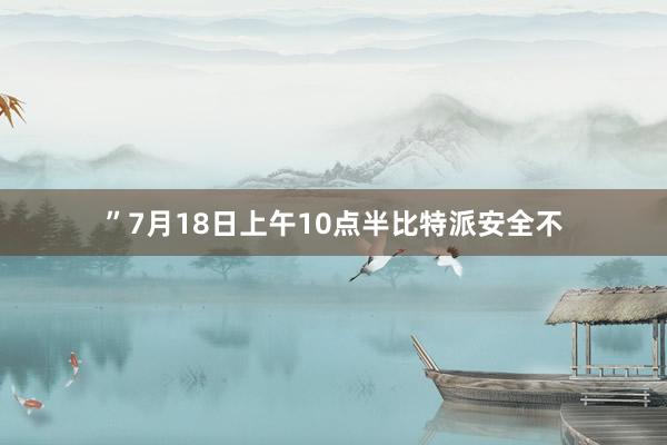 ”7月18日上午10点半比特派安全不