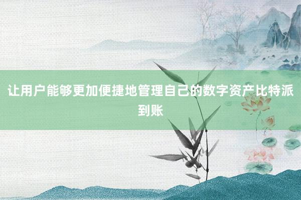 让用户能够更加便捷地管理自己的数字资产比特派到账