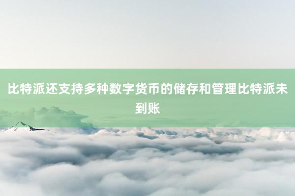 比特派还支持多种数字货币的储存和管理比特派未到账