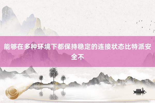 能够在多种环境下都保持稳定的连接状态比特派安全不