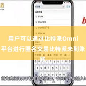 用户可以通过比特派Omni平台进行匿名交易比特派未到账